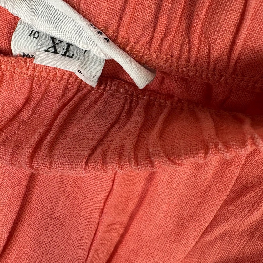 Bryn Walker XL Casbah Pants 100% Linen Cropped Wide Leg Pockets Grapefruit - Picture 4 of 7